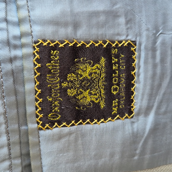 OXXFORD Beige Tan Cream Herringbone Weave Sz 40 S Mens Sport Coat Blazer VTG - Picture 5 of 6